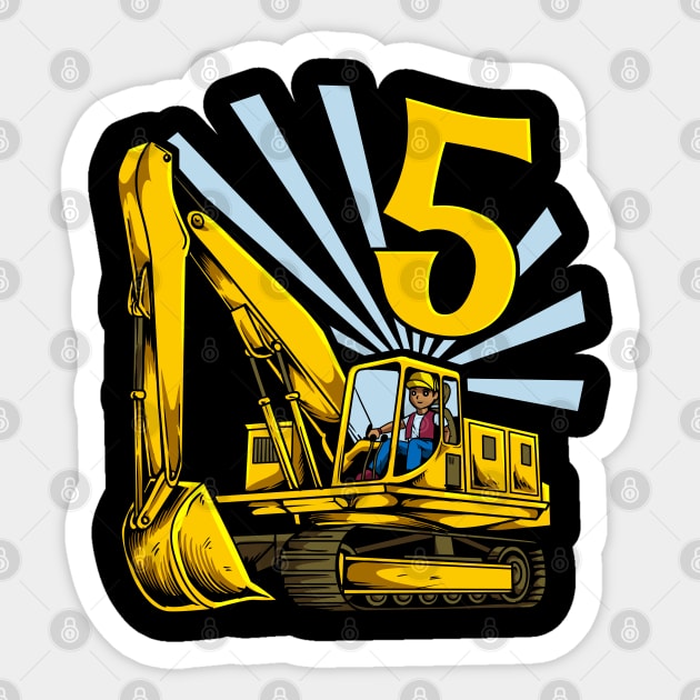 Excavator 5 year old birthday Sticker by Modern Medieval Design